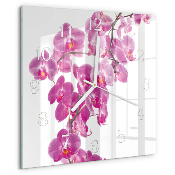 Wanduhr quadratisch Orchidee