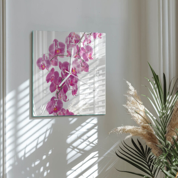Wanduhr quadratisch Orchidee