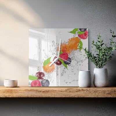 Wanduhr quadratisch Obst