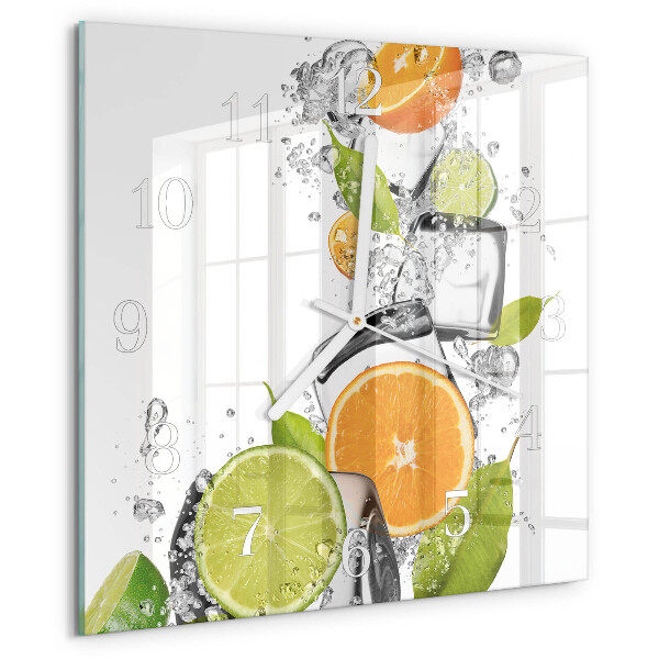 Wanduhr quadratisch Zitrusfrüchte