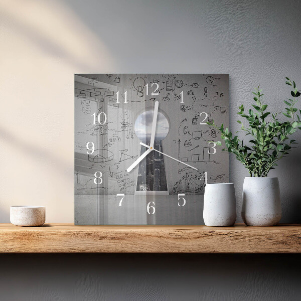 Wanduhr quadratisch Schlüsselloch