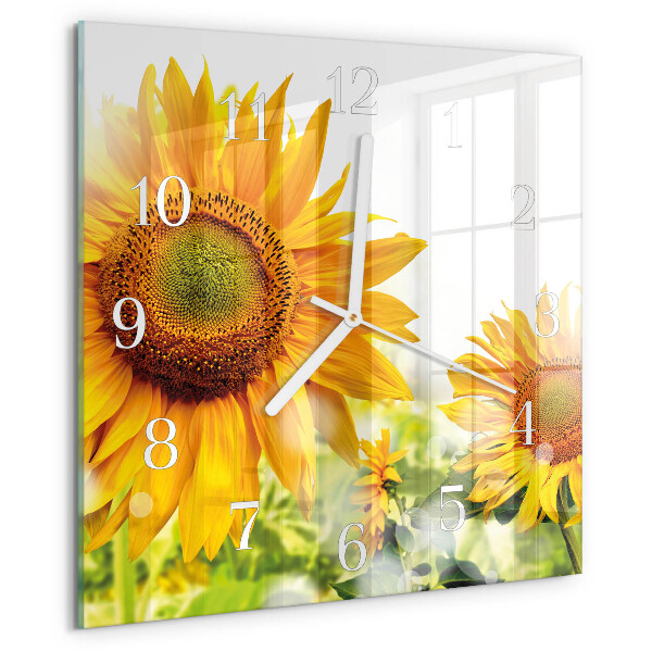 Wanduhr quadratisch Sonnenblume