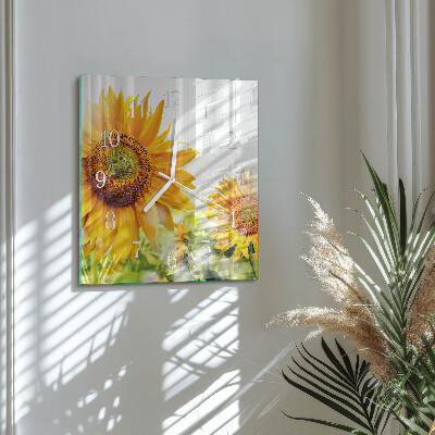 Wanduhr quadratisch Sonnenblume