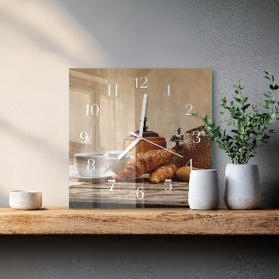 Wanduhr quadratisch Croissants