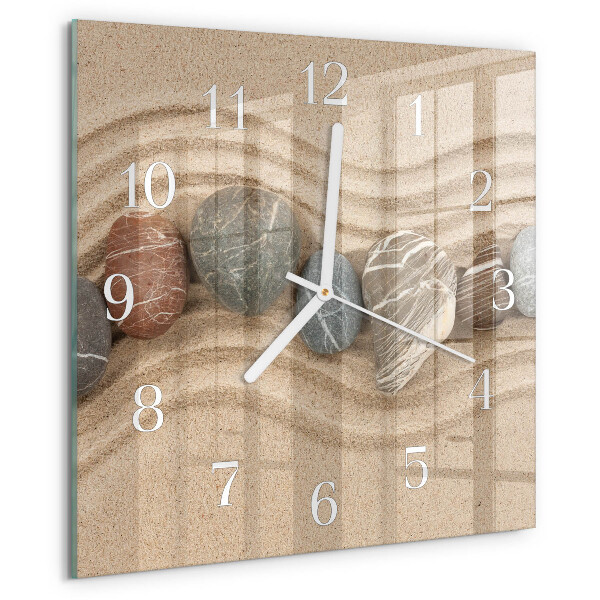 Wanduhr quadratisch Steine Sand