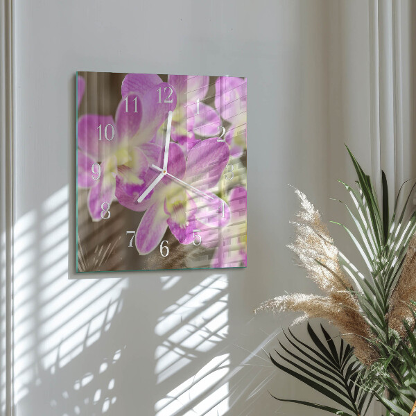 Wanduhr quadratisch Blumen