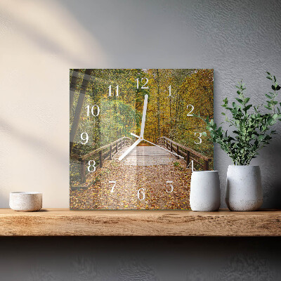 Wanduhr quadratisch Waldbrücke