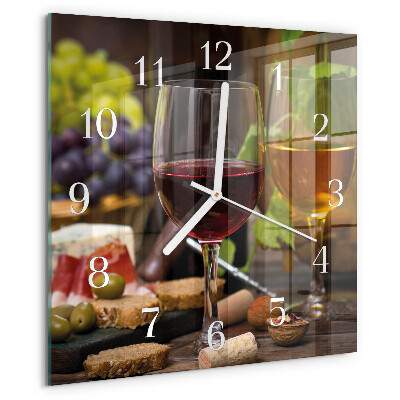 Wanduhr quadratisch Gläser Wein