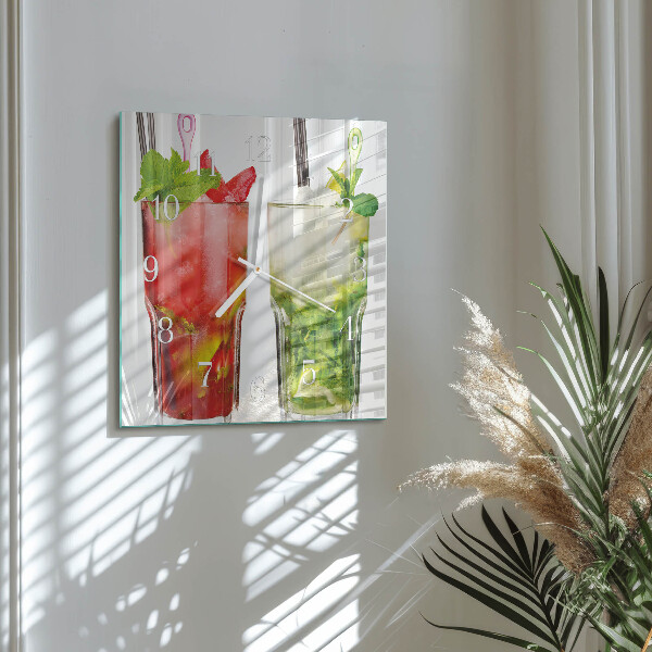 Wanduhr quadratisch Cocktails