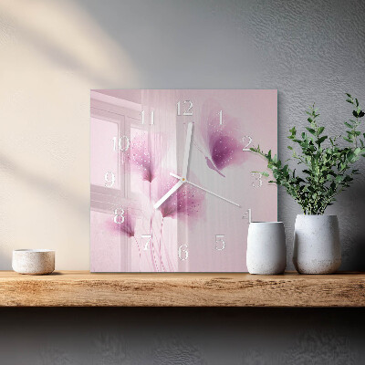 Wanduhr quadratisch Blumen