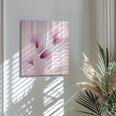 Wanduhr quadratisch Blumen