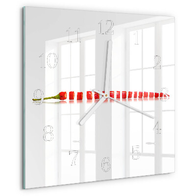Wanduhr quadratisch Chili-Pfeffer