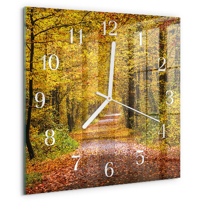 Wanduhr quadratisch Waldweg