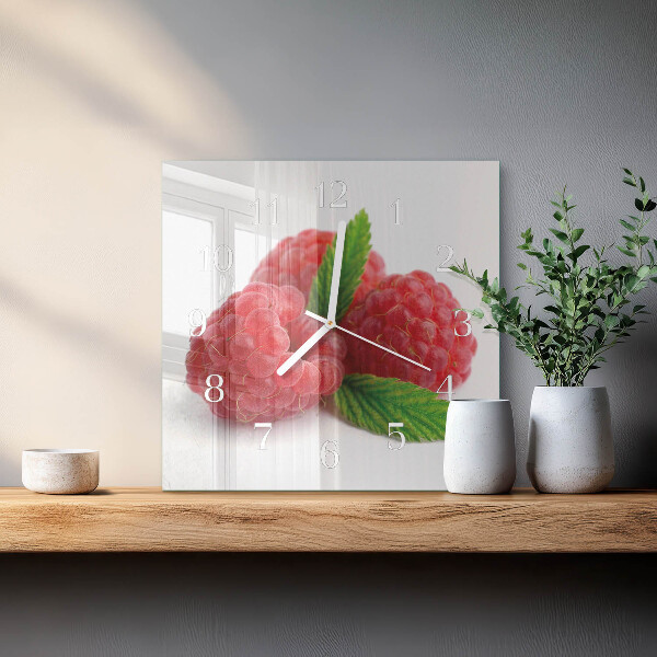 Wanduhr quadratisch Himbeeren