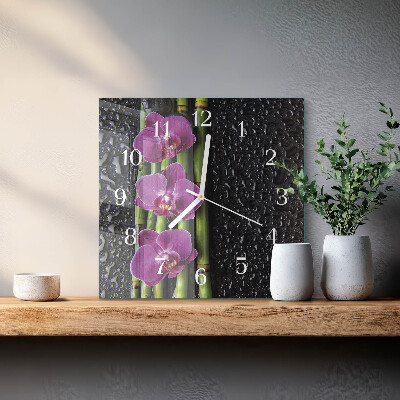 Wanduhr quadratisch Orchidee