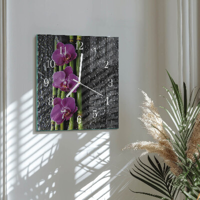 Wanduhr quadratisch Orchidee