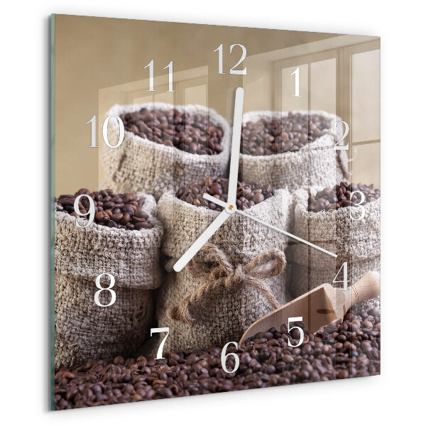Wanduhr quadratisch Kaffeebohnen