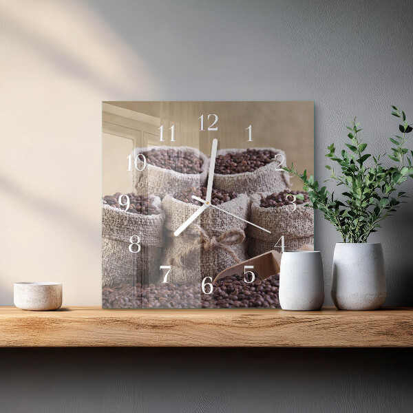 Wanduhr quadratisch Kaffeebohnen