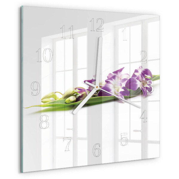 Wanduhr quadratisch Blumen