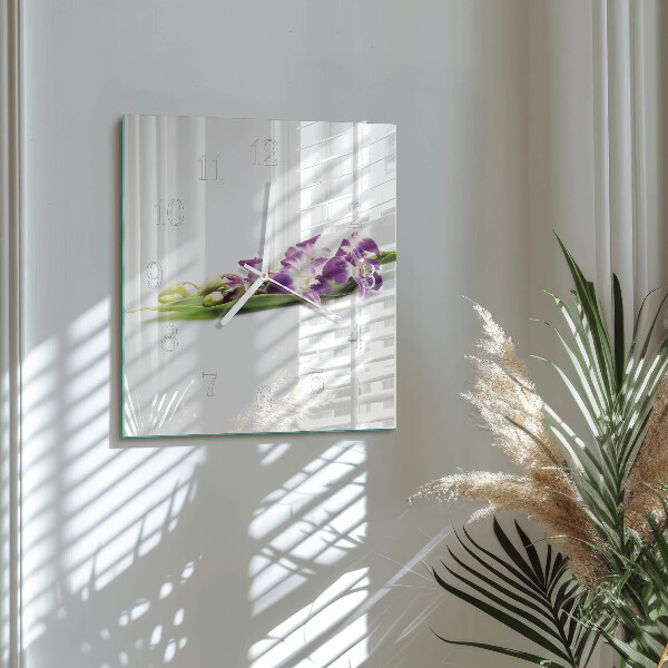 Wanduhr quadratisch Blumen