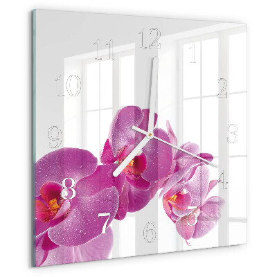 Wanduhr quadratisch Orchidee