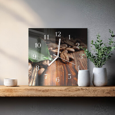 Wanduhr quadratisch Kaffeebohnen