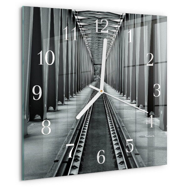 Wanduhr quadratisch Eisenbahnschienen