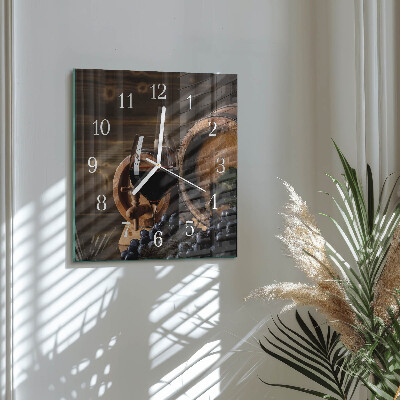 Wanduhr quadratisch Weinfass