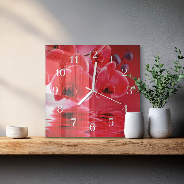 Wanduhr quadratisch Orchidee