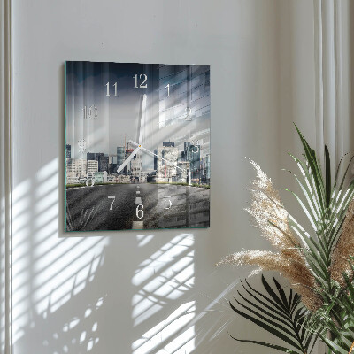 Wanduhr quadratisch Road City