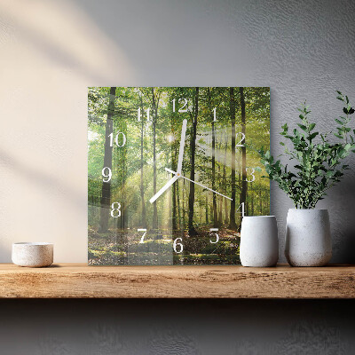 Wanduhr quadratisch Waldnatur
