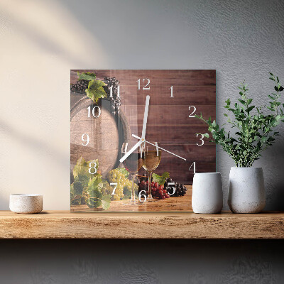 Wanduhr quadratisch Trauben