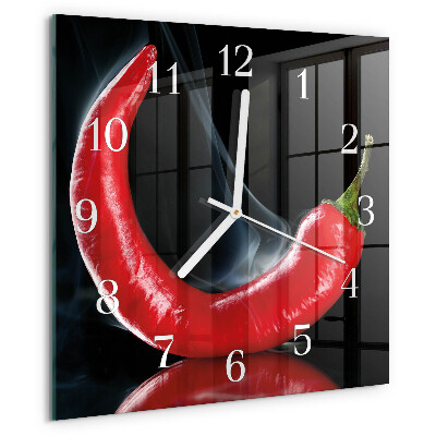 Wanduhr quadratisch Chili-Pfeffer