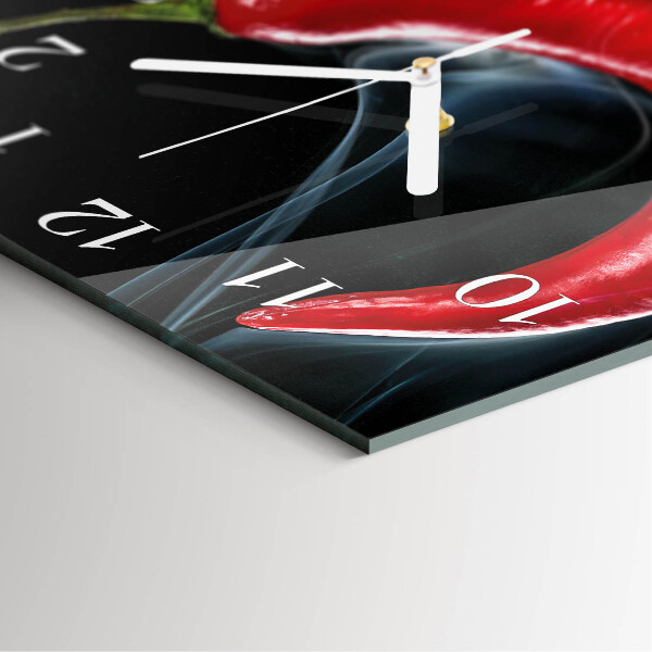 Wanduhr quadratisch Chili-Pfeffer