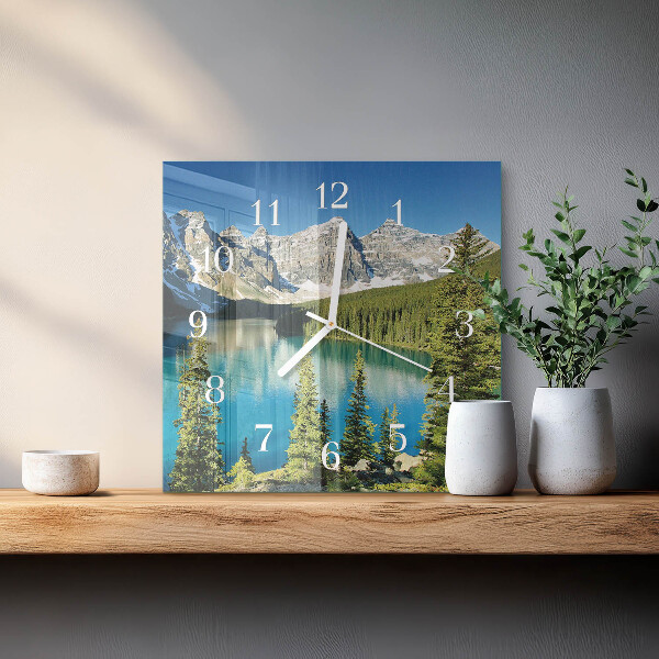 Wanduhr quadratisch Berge Natur