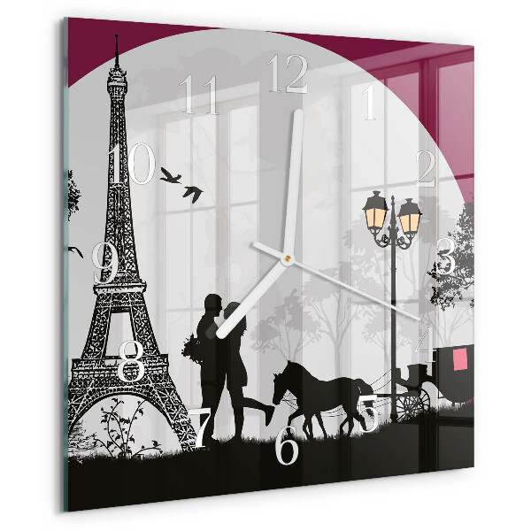 Wanduhr quadratisch Liebe zu Paris