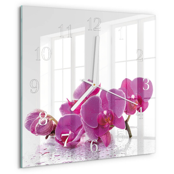 Wanduhr quadratisch Orchidee