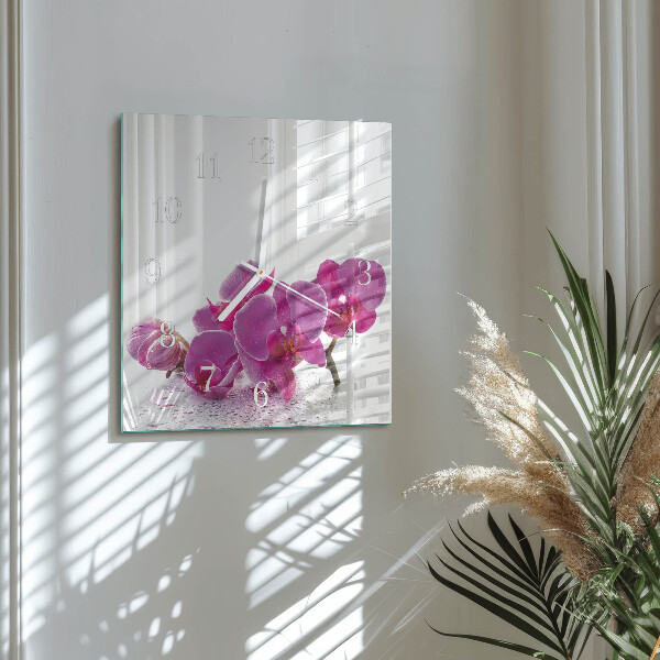 Wanduhr quadratisch Orchidee