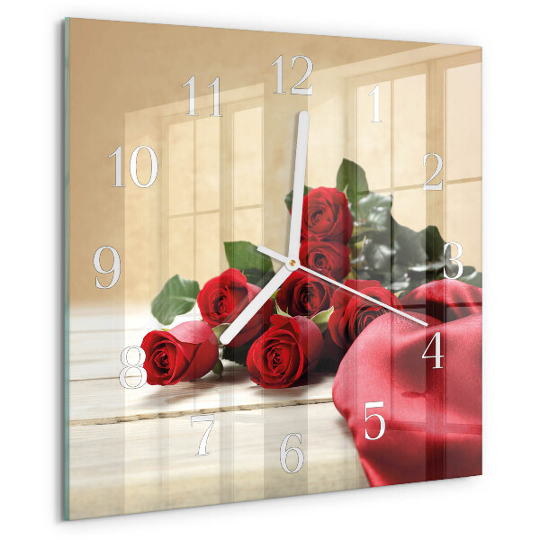 Wanduhr quadratisch Rosen