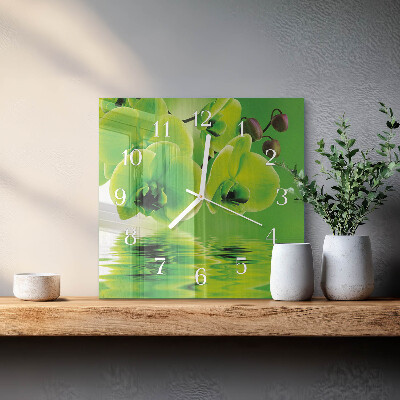 Wanduhr quadratisch Orchidee