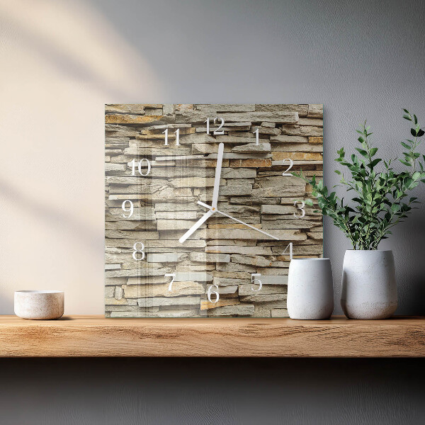 Wanduhr quadratisch Steine