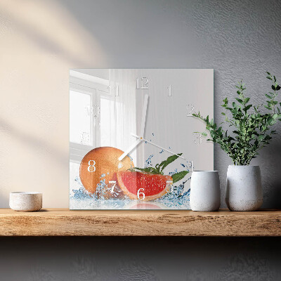 Wanduhr quadratisch Grapefruit