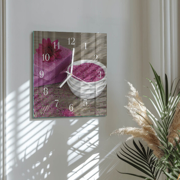 Wanduhr quadratisch Blume