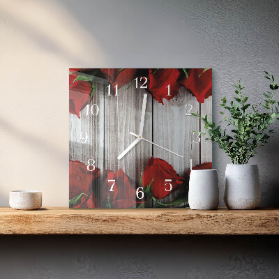 Wanduhr quadratisch Rosentabletten