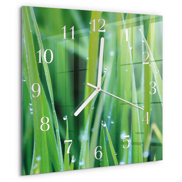 Wanduhr quadratisch Gras