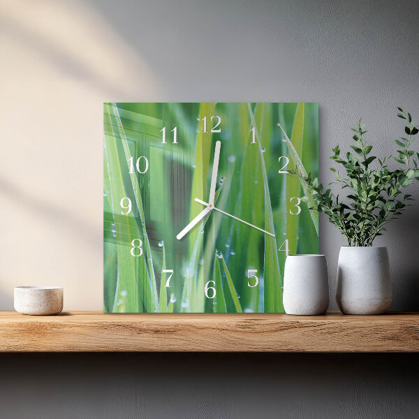Wanduhr quadratisch Gras