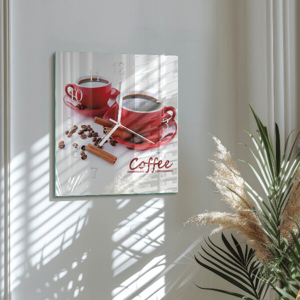 Wanduhr quadratisch Tasse Kaffee