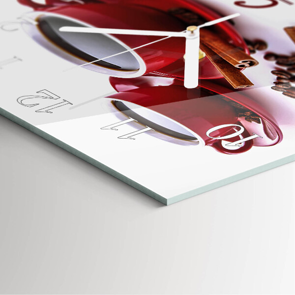 Wanduhr quadratisch Tasse Kaffee