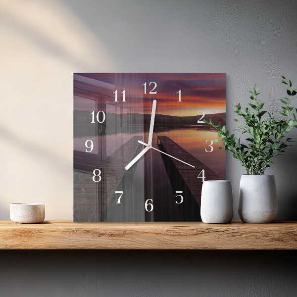 Wanduhr quadratisch Sonnenuntergang