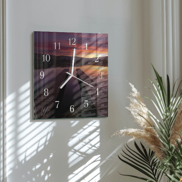 Wanduhr quadratisch Sonnenuntergang